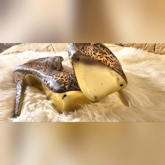 COPY - SEXY BUMPER HIGH HEELS PLATFORM TIGER KING  PRINT Sz 10 Stiletto - Picture 2 of 11